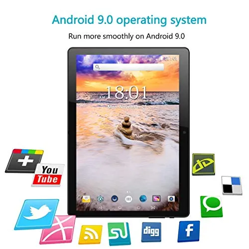 10.1 inch Tablet, Octa-Core Processor, Android 9.0 Pie, 32GB Storage, ZONKO 1200x1920 IPS HD Display Best for Watch Movie and Photo, 2.4GHZ-5GHZ WiFi, Black