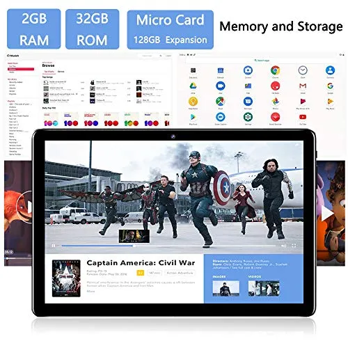 10.1 inch Tablet, Octa-Core Processor, Android 9.0 Pie, 32GB Storage, ZONKO 1200x1920 IPS HD Display Best for Watch Movie and Photo, 2.4GHZ-5GHZ WiFi, Black