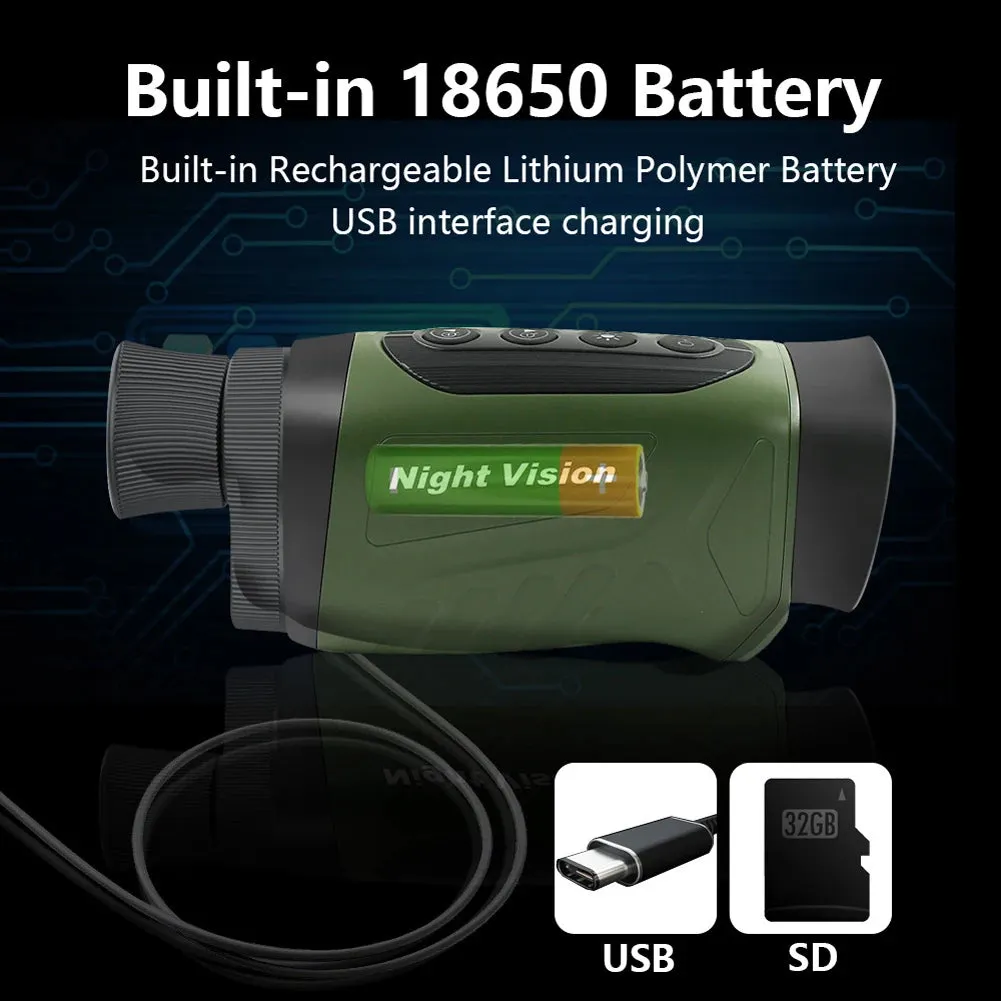 40MP 2.5K Infrared Telescope Digital Night-Vision Monocular 984ft Night-Vision Distance 6X Optical Magnification 8X Digital Zoom