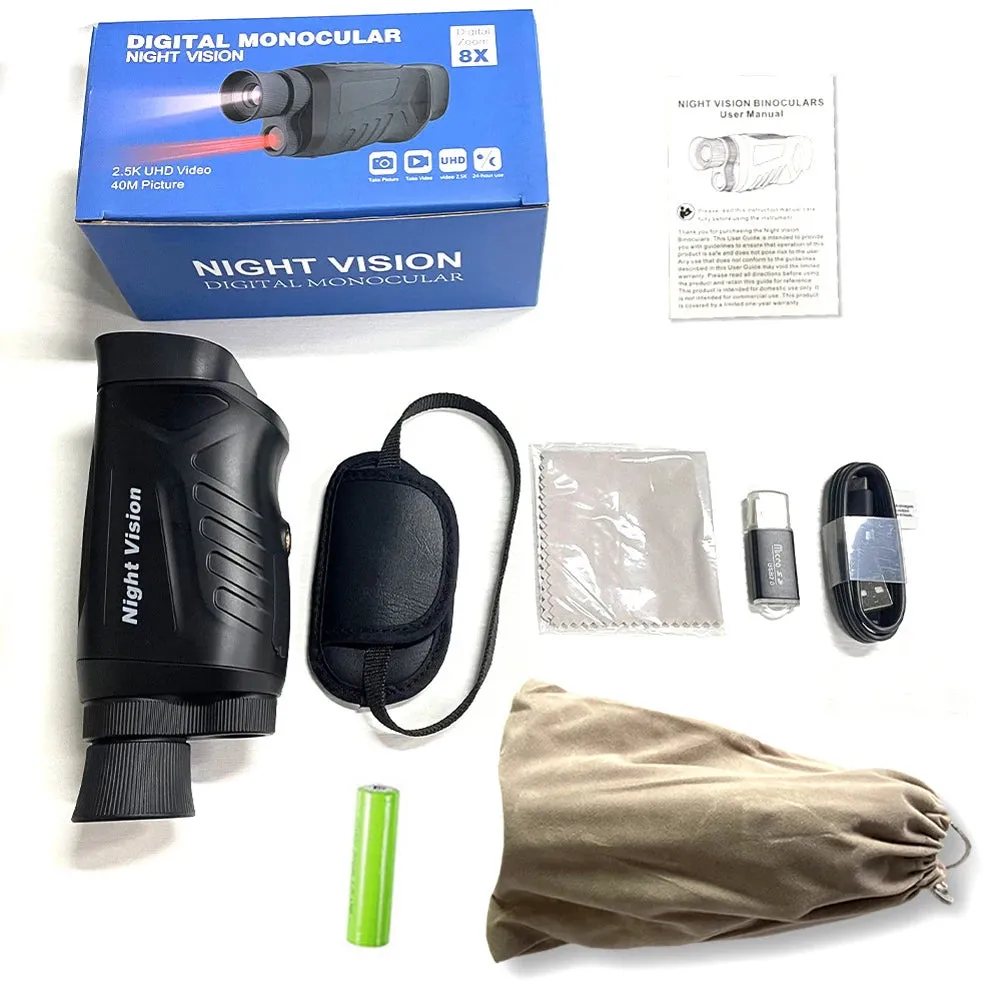 40MP 2.5K Infrared Telescope Digital Night-Vision Monocular 984ft Night-Vision Distance 6X Optical Magnification 8X Digital Zoom