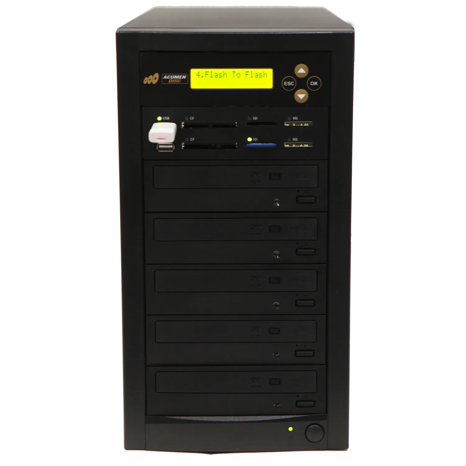 Acumen Disc 1 to 4 CrossOver Media & DVD Duplicator - Bi-Directional Multimedia Flash Memory Back-Up (CF SD MS USB) & Multiple Discs Copier (AD04-MMP)