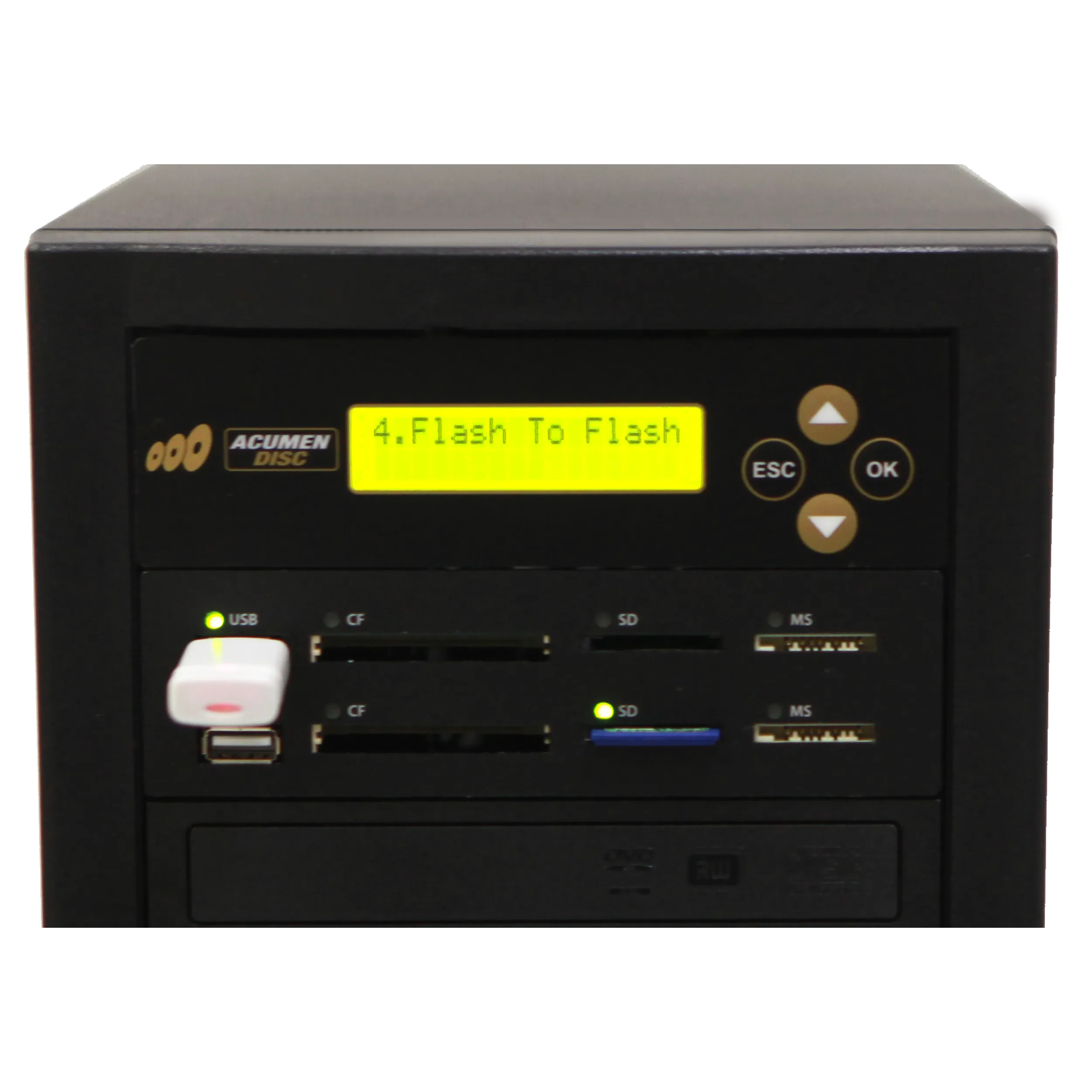Acumen Disc 1 to 4 CrossOver Media & DVD Duplicator - Bi-Directional Multimedia Flash Memory Back-Up (CF SD MS USB) & Multiple Discs Copier (AD04-MMP)