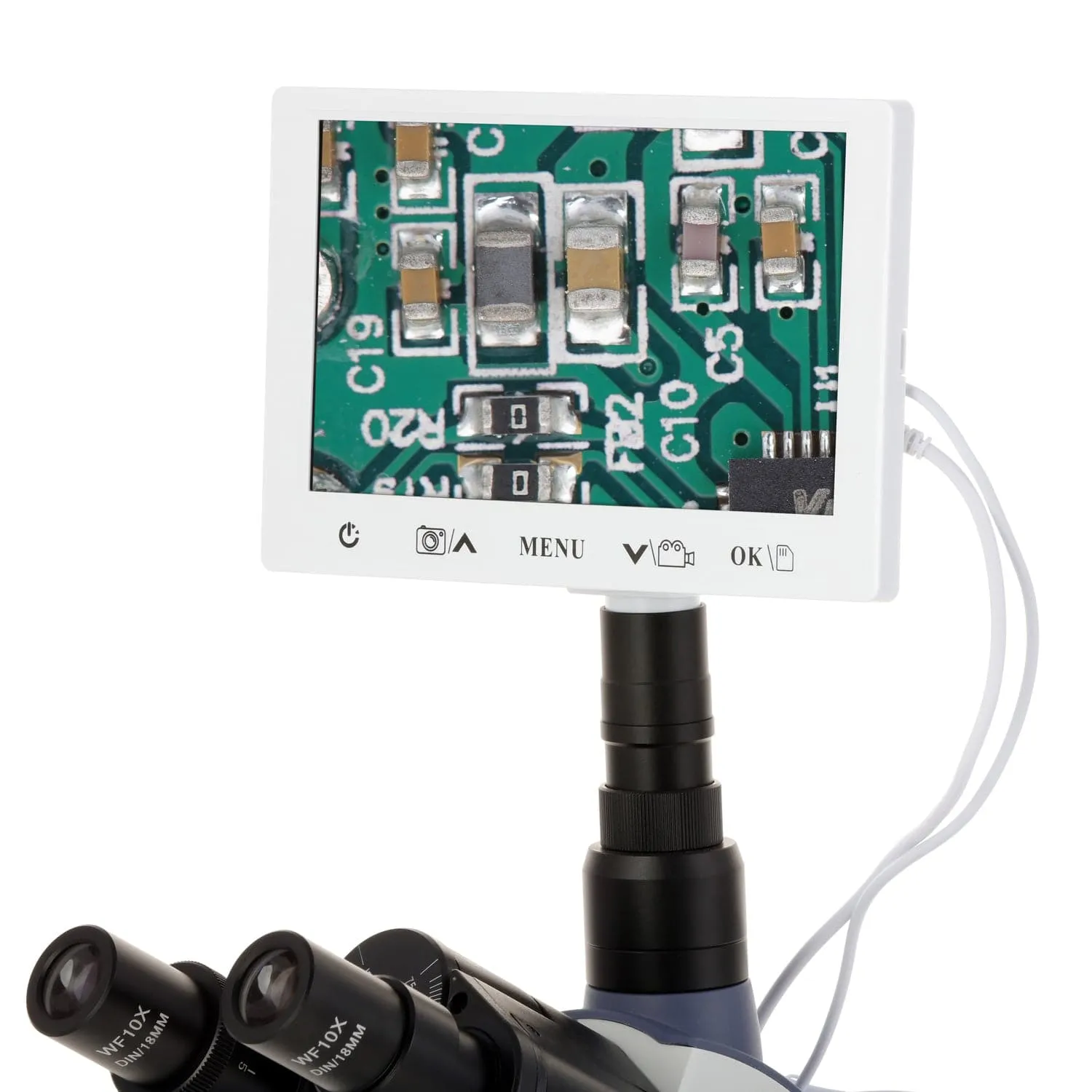 AmScope HD Series 6.8" Screen with Built-In Camera for Microscopes