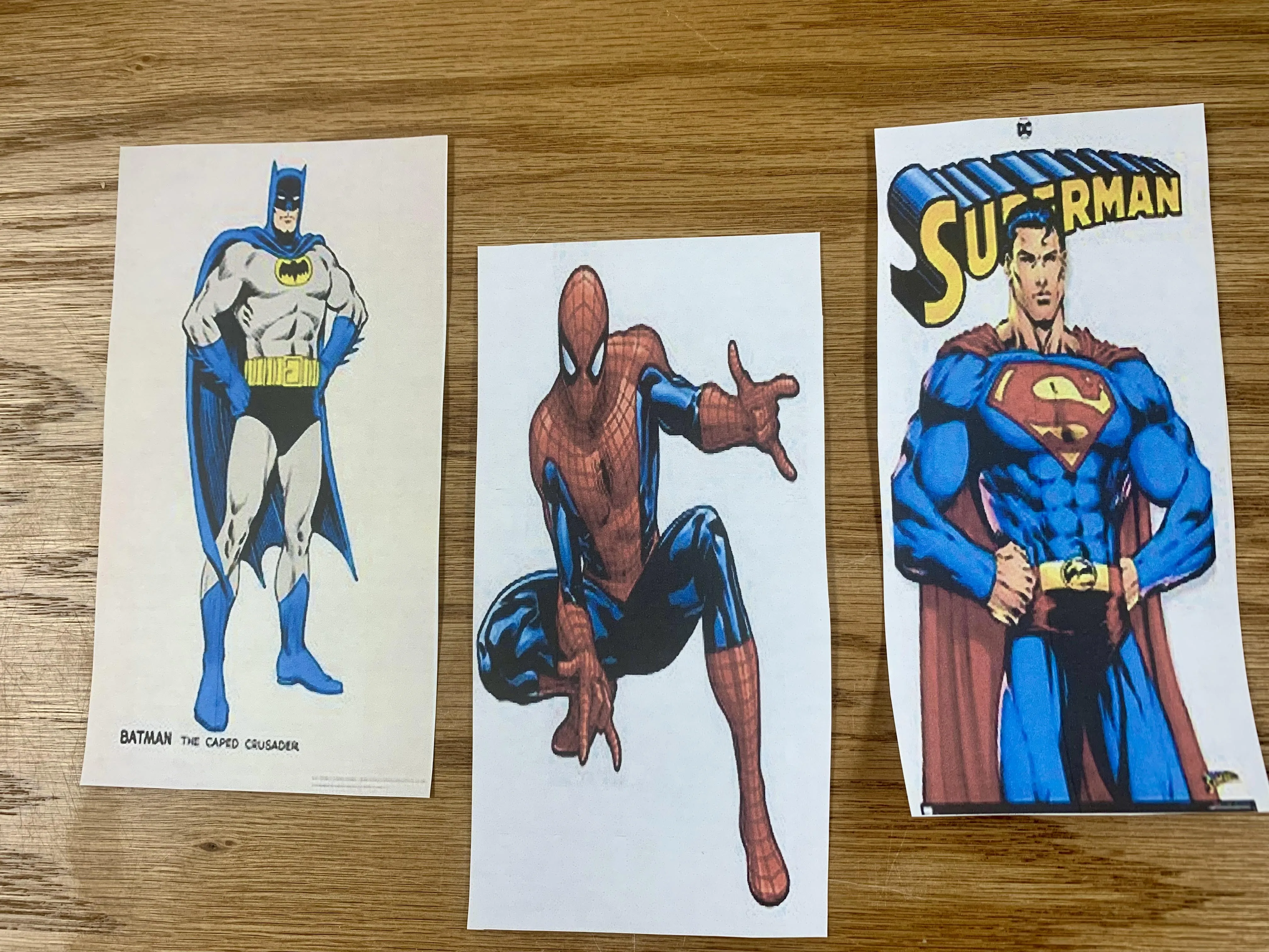 Bookmarks: Superhero's, Batman, Superman, Spiderman 3 pack; digital download