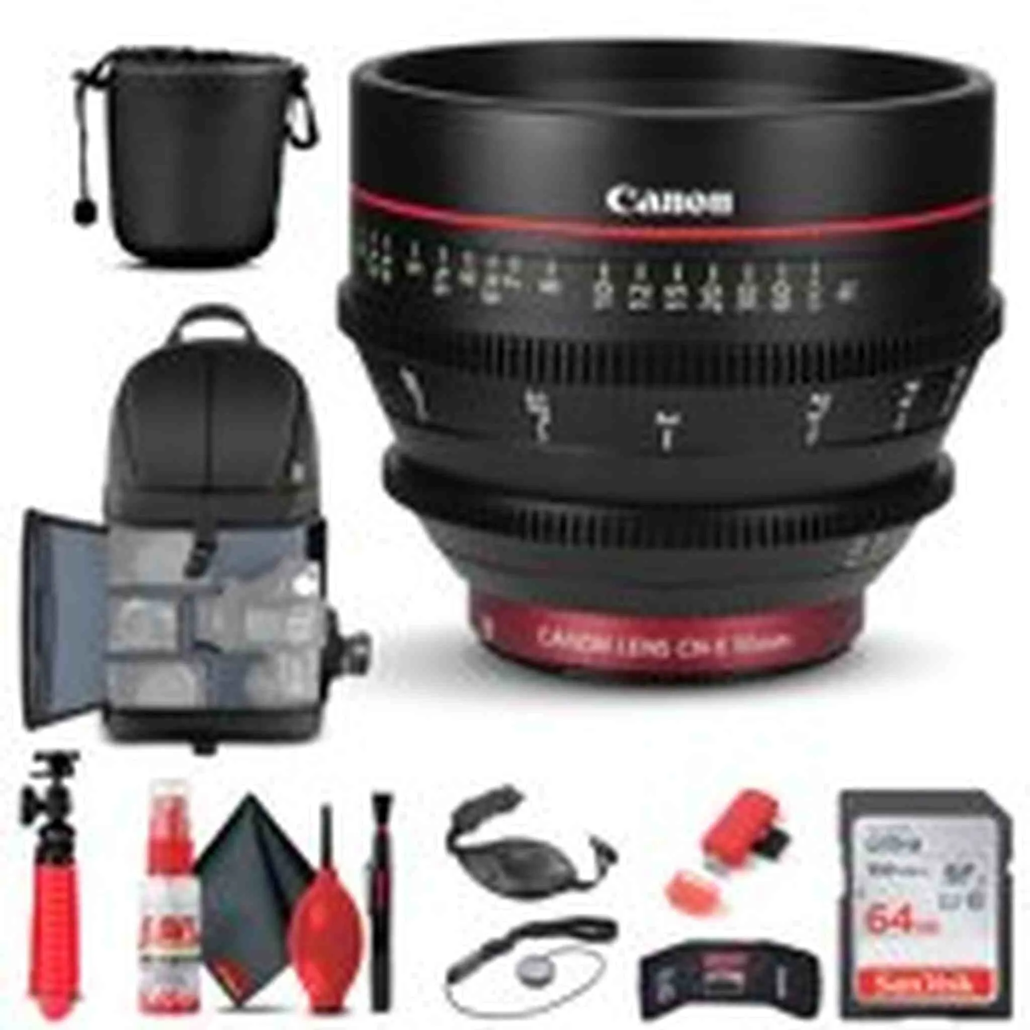 Canon CN-E 50mm T1.3 L F Cine Lens (6570B001)   BackPack   64GB Card   More