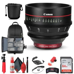 Canon CN-E 50mm T1.3 L F Cine Lens (6570B001)   BackPack   64GB Card   More