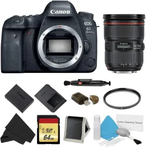 Canon EOS 6D Mark II DSLR Camera (Body Only) Basic Filter w/Memory Bundle   Bonus Canon EF 24-70mm f/2.8L II USM Lens - International Model