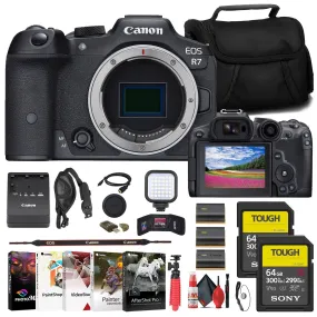 Canon EOS R7 Mirrorless Camera   2 x Sony 64GB TOUGH SD Card   Bag   More