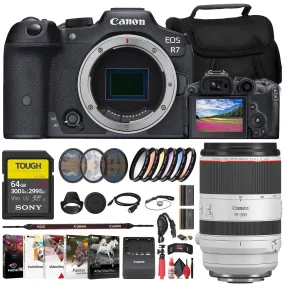 Canon EOS R7 Mirrorless Camera   Canon 70-200mm Lens   64GB Card   Filter   More