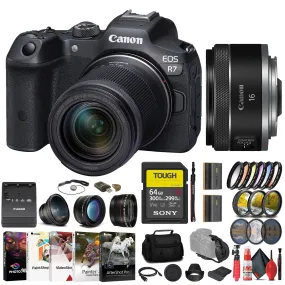 Canon EOS R7 Mirrorless Camera W/ 18-150mm Lens   Canon 16mm Lens   64GB   More