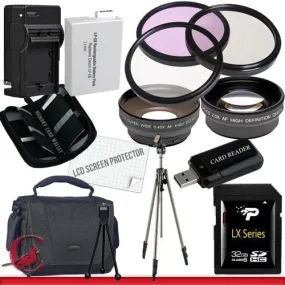Canon T4i Accessory Saver Kit (58mm Wide Angle Lens   58mm 2X Telephoto Lens   58mm 3 Piece Filter Kit   32GB SDHC Memory   Extended Life Battery   Ac/Dc Charger   USB Card Reader   Deluxe Camera Case w/Strap   Full Size Tripod   LCD Screen Protector