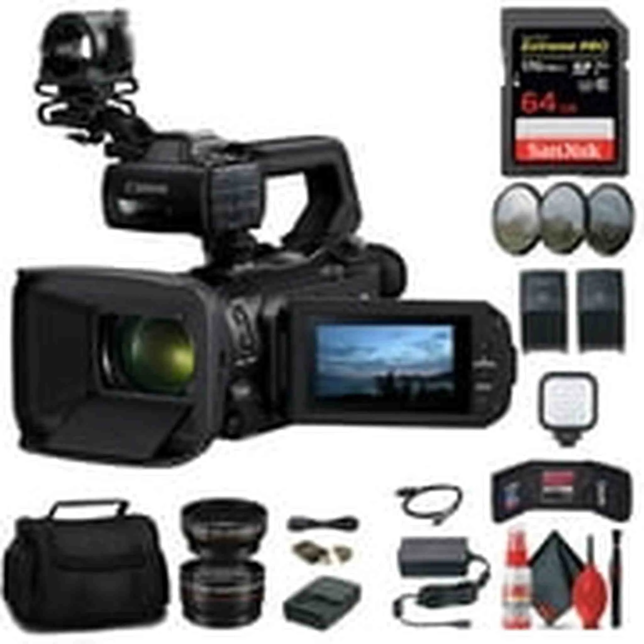 Canon XA70 UHD 4K30 Camcorder with Dual-Pixel Autofocus   64GB Memory Card Starter Bundle