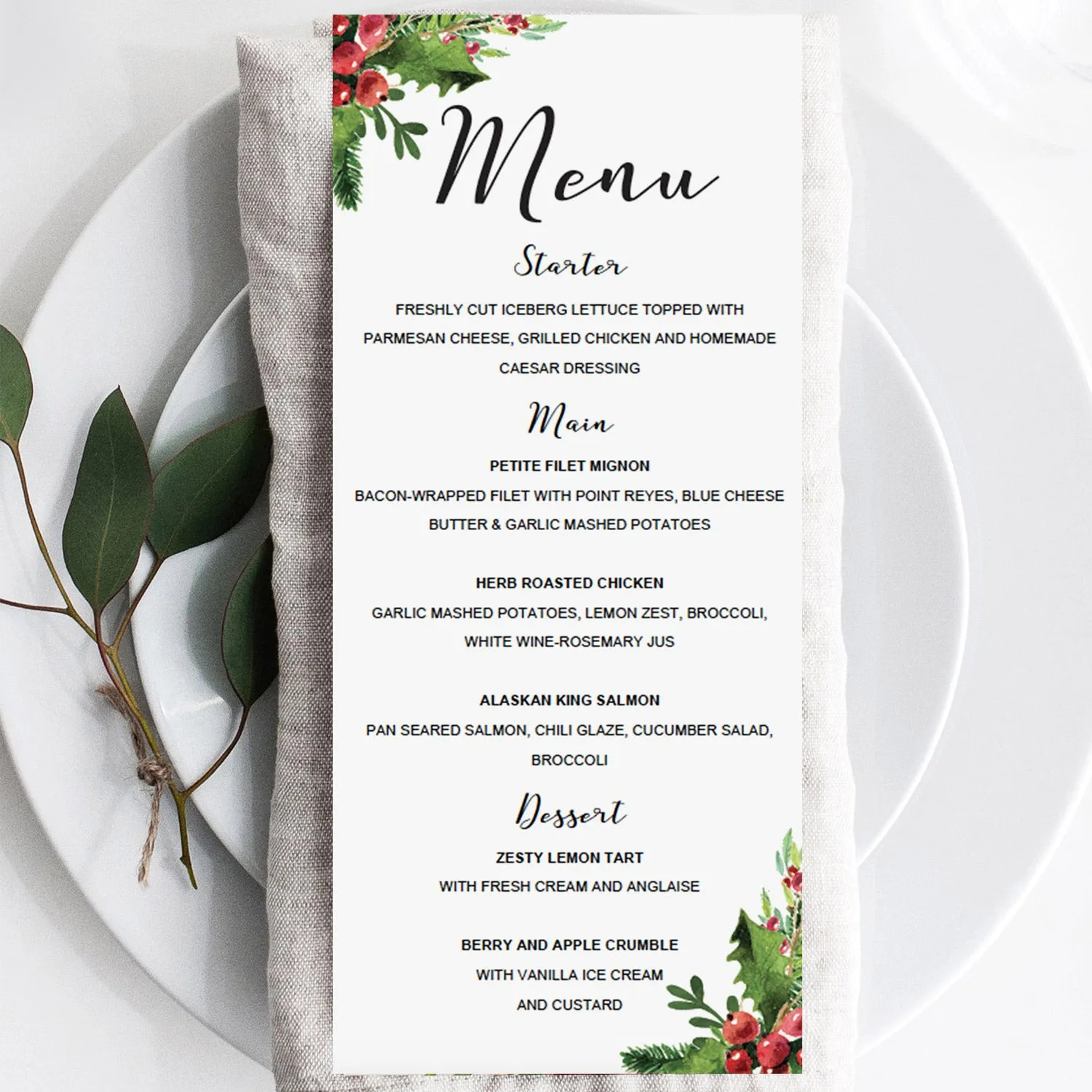 Christmas Menu Card Template