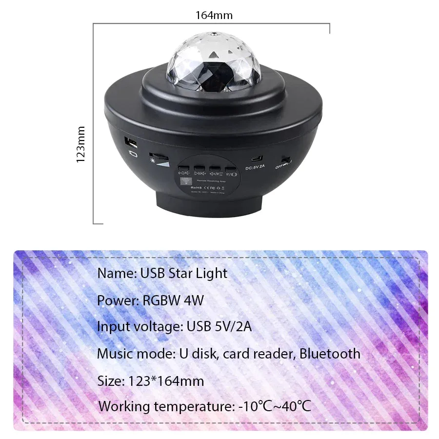 Colorful Starry Sky Galaxy Projector Nightlight Child Blueteeth USB Music Player Star Night Light Romantic Projection Lamp