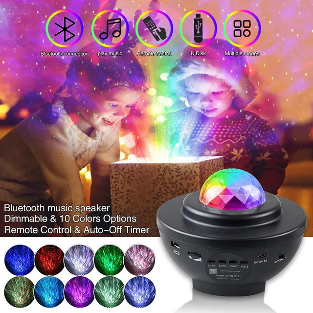 Colorful Starry Sky Galaxy Projector Nightlight Child Blueteeth USB Music Player Star Night Light Romantic Projection Lamp