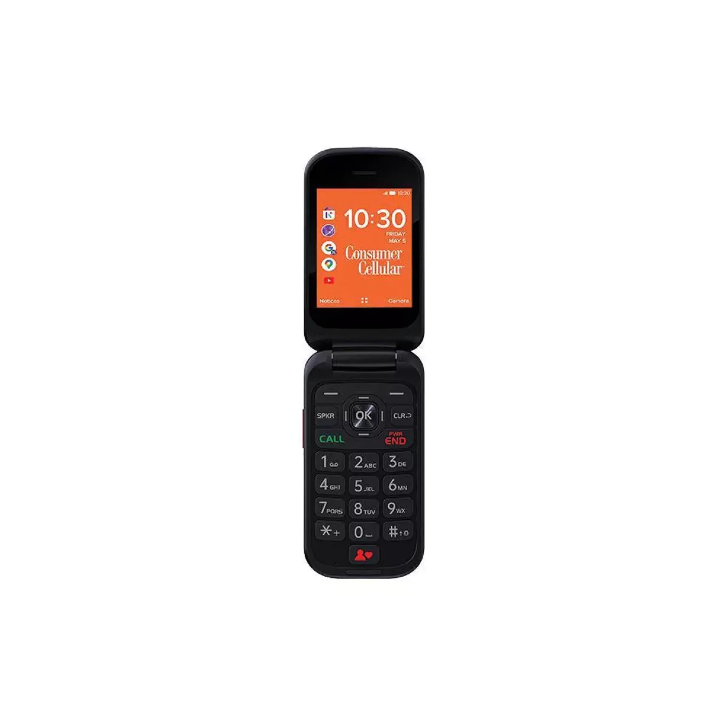 Consumer Cellular 89278725 Iris Flip 2'' 4G LTE 8GB Storage 1.3 GHz Processor Speed Smartphone, Red