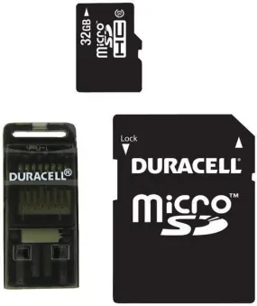 DURACELL DU-3-in-1C1032G-R Class 10 microSD Card with SD & USB Adapters (32GB)