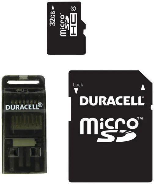 DURACELL DU-3IN1-32G-R Class 4 microSD Card with SD & USB Adapters (32GB)
