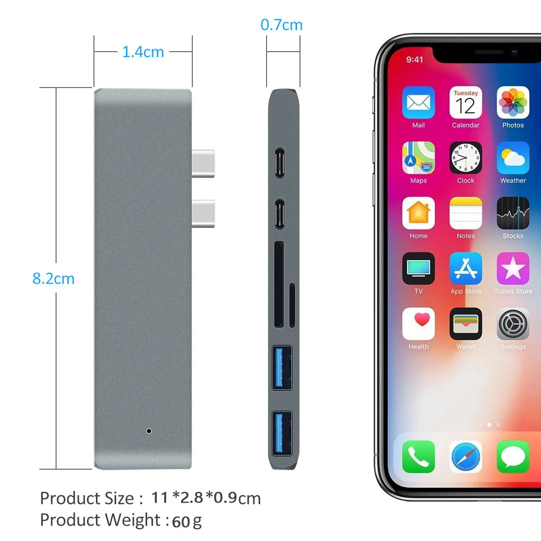 Hub Type-C to USB3.0 7-in-1 converter