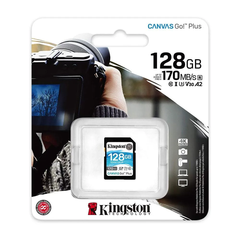 Kingston Canvas Go Plus SDG3 128GB Class 10 SDXC Memory Card