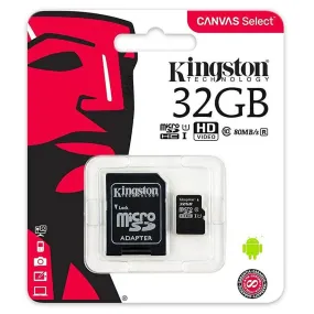 Kingston Canvas Select Micro Sdhc Memory Card With Adaptor 32Gb