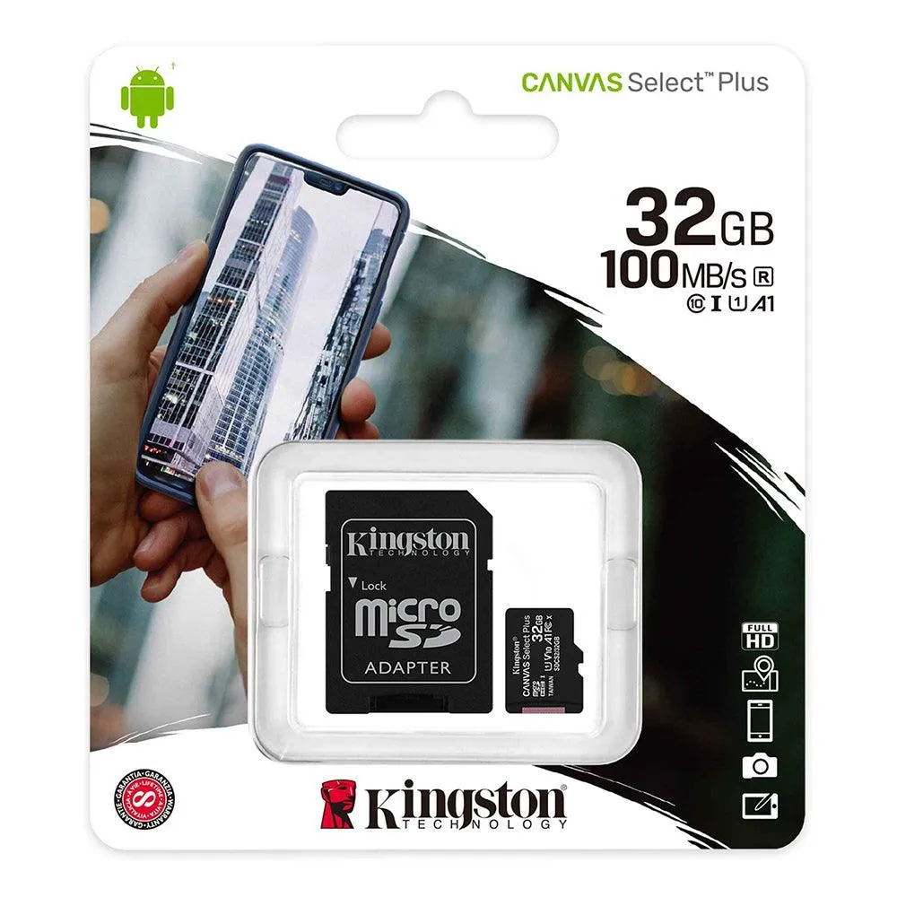 Kingston Canvas Select Plus 32GB Class 10 Micro SD Memory Card