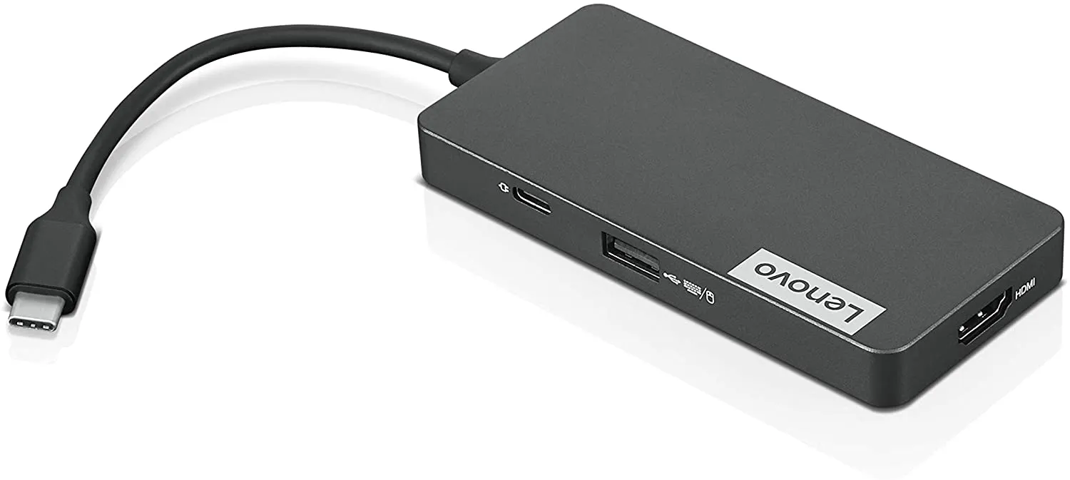 Lenovo USB-C 7-in-1 Hub, with USB-C Laptop Charging Port, USB 3.1, USB 2.0, HDMI, TF Card Reader, SD Card Reader, GX90T77924, Iron Grey