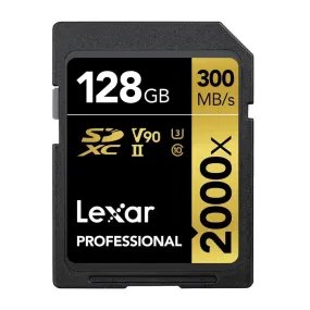 Lexar 128GB Professional 2000x UHS-II SDXC Memory Card Gold Series