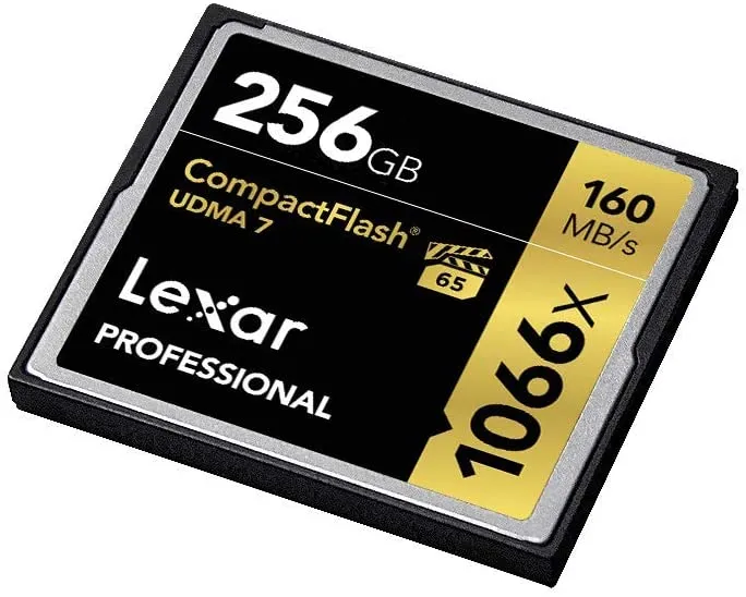Lexar Professional 256GB 1066x UDMA 7 CompactFlash CF Memory Card with 65MB/s Sustained Recording, 155MB/s Write & 160MB/s Read Maximum Speed, Supports 1080p Full HD, 3D, and 4K Video for Camera Photography & Videography | LCF256CRBAS1066