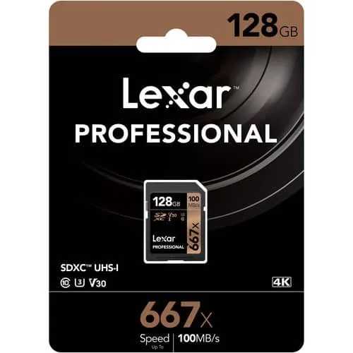 Lexar Professional Gold 128GB SDXC UHS-I 100MB/s Memory Card - V30