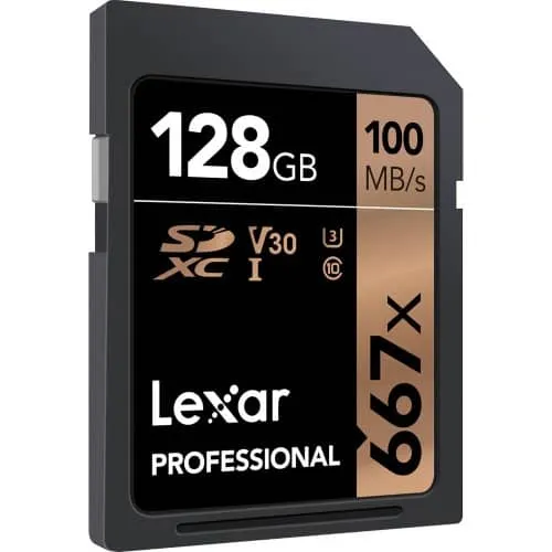 Lexar Professional Gold 128GB SDXC UHS-I 100MB/s Memory Card - V30