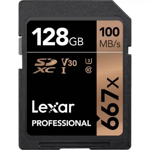 Lexar Professional Gold 128GB SDXC UHS-I 100MB/s Memory Card - V30