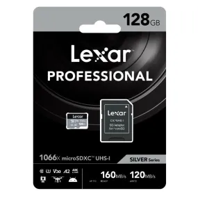 Lexar Professional Silver 128GB microSDXC UHS-I 160MB/s Memory Card - V30
