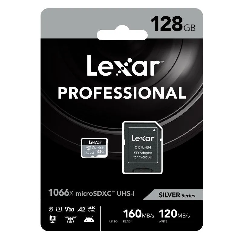 Lexar Professional Silver 128GB microSDXC UHS-I 160MB/s Memory Card - V30