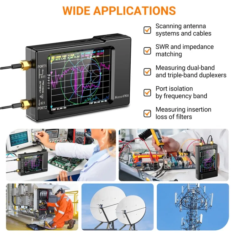 NANOVNA-H Upgraded Version 2.8 Inch TFT 50Khz-1.5Ghz Vector Network Antenna Analyzer MF HF VHF UHF With SD Card