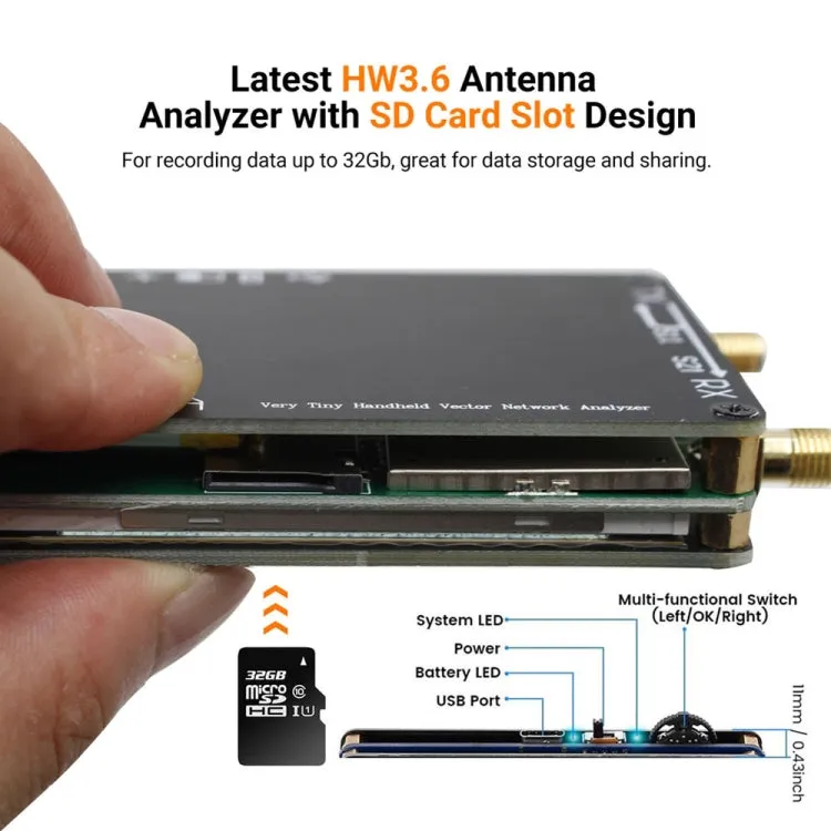 NANOVNA-H Upgraded Version 2.8 Inch TFT 50Khz-1.5Ghz Vector Network Antenna Analyzer MF HF VHF UHF With SD Card