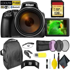 Nikon COOLPIX P1000 Digital Camera   128GB Memory Card Extreme Bundle International Model
