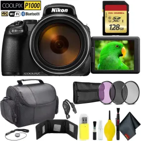 Nikon COOLPIX P1000 Digital Camera   128GB Memory Card Travel Bundle International Model