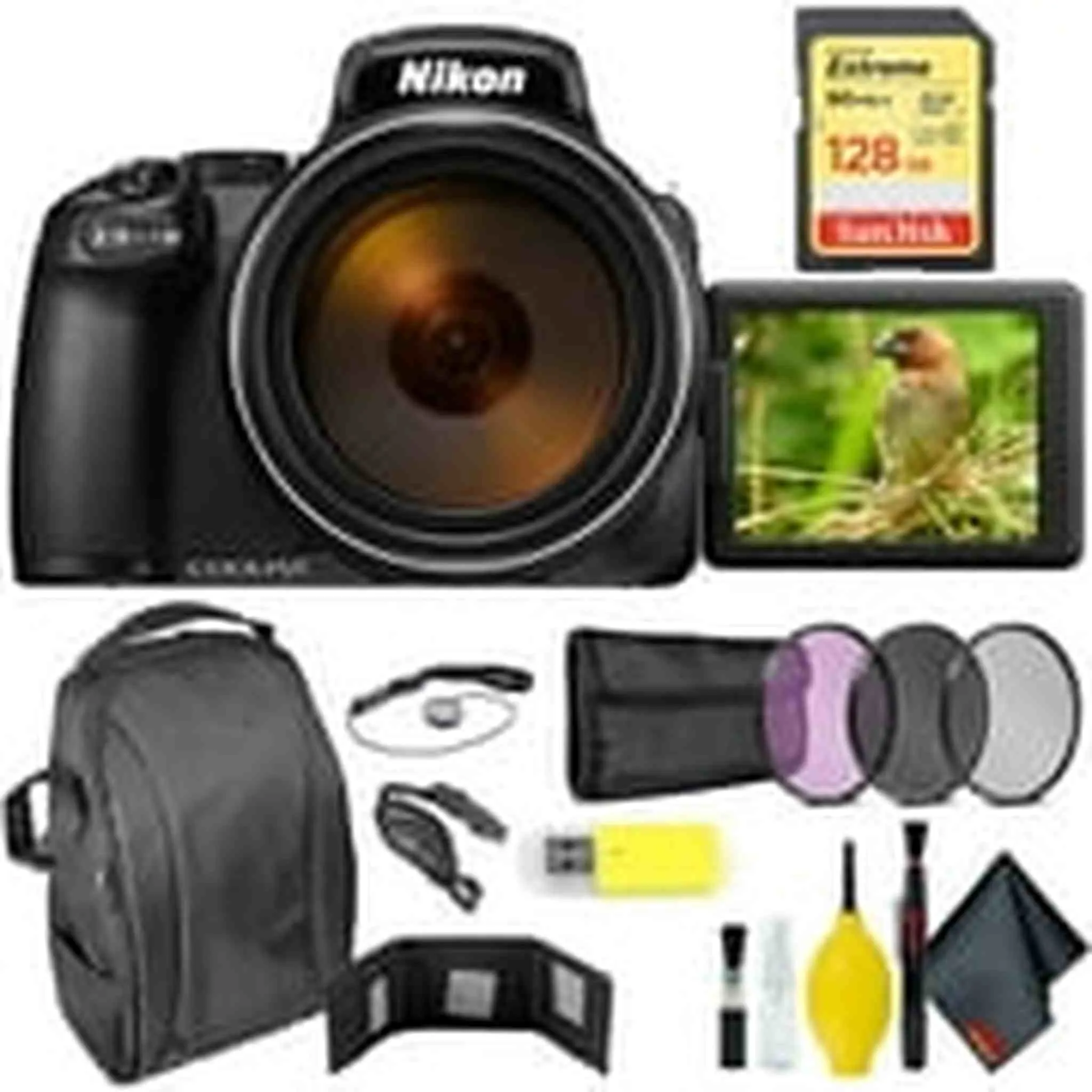 Nikon COOLPIX P1000 Digital Camera   128GB Sandisk Extreme Memory Card Extreme Bundle International Model