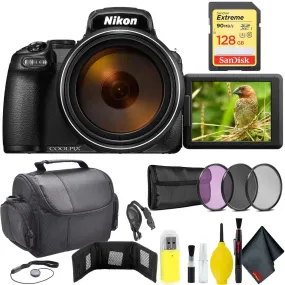 Nikon COOLPIX P1000 Digital Camera   128GB Sandisk Extreme Memory Card Travel Bundle International Model