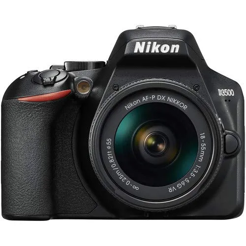 Nikon D3500 DSLR Camera with 18-55mm Lens (1590) Advanced Bundle W/Bag, Extra Battery, LED Light, Mic, Filters and More