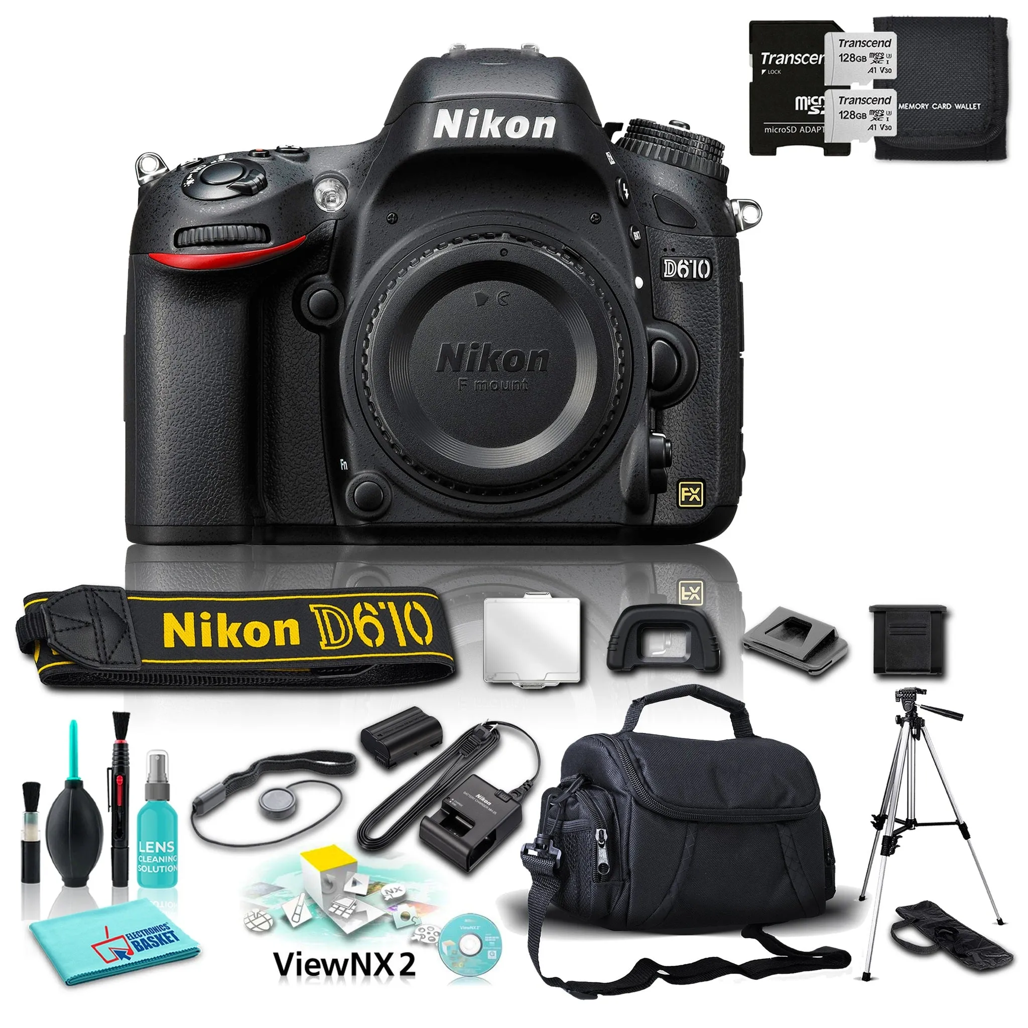Nikon D610 24MP FHD 1080p DSLR Camera   9 Piece Accessories Bundle - No Lens