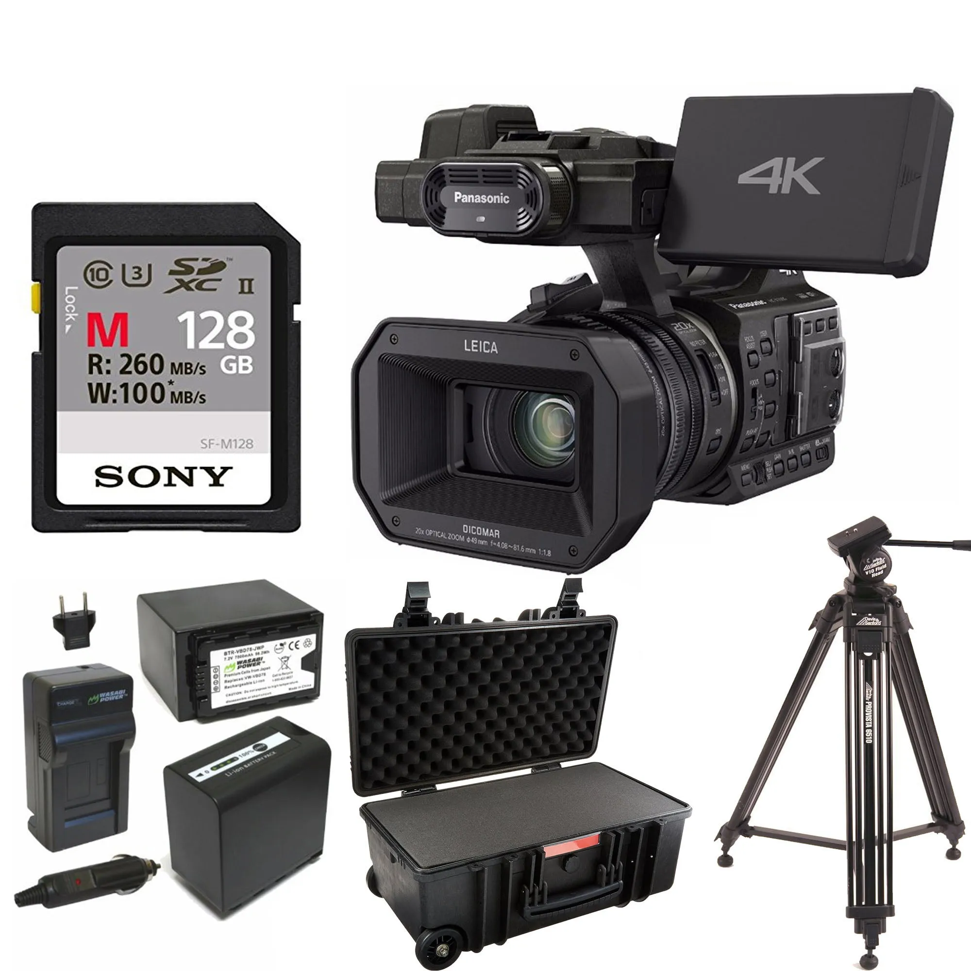 Panasonic HC-X1000 4K Cinema Camcorder   128GB Memory Card   Hard Case   Accessory Bundle