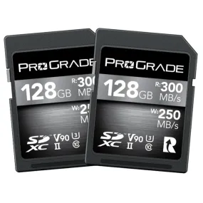 ProGrade Digital 128GB SDXC UHS-II 300MB/s Cobalt Memory Card (2 Pack) - V90