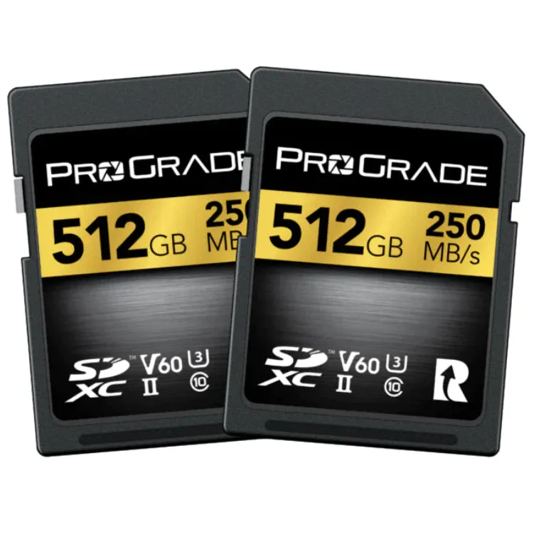 ProGrade Digital 512GB SDXC UHS-II 250MB/s Gold Memory Card (2 Pack) - V60