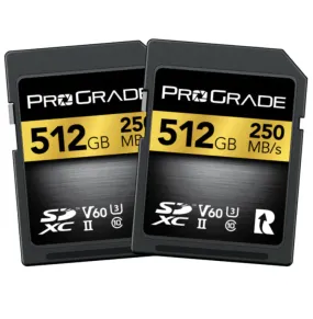 ProGrade Digital 512GB SDXC UHS-II 250MB/s Gold Memory Card (2 Pack) - V60
