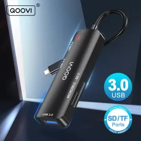 QOOVI USB C Hub 5 in 1 Type C to USB 3.0 Adapter