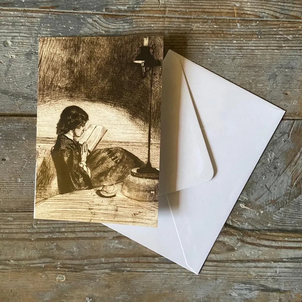 Reading by Lamplight - Greeting Card