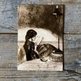 Reading by Lamplight - Greeting Card