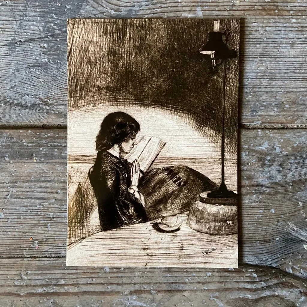 Reading by Lamplight - Greeting Card